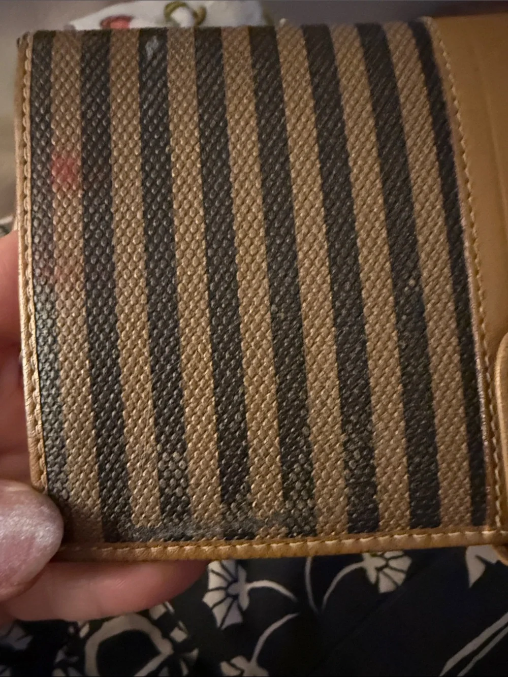 Fendi Card Holder Wallet in Tan and Brown Stripe